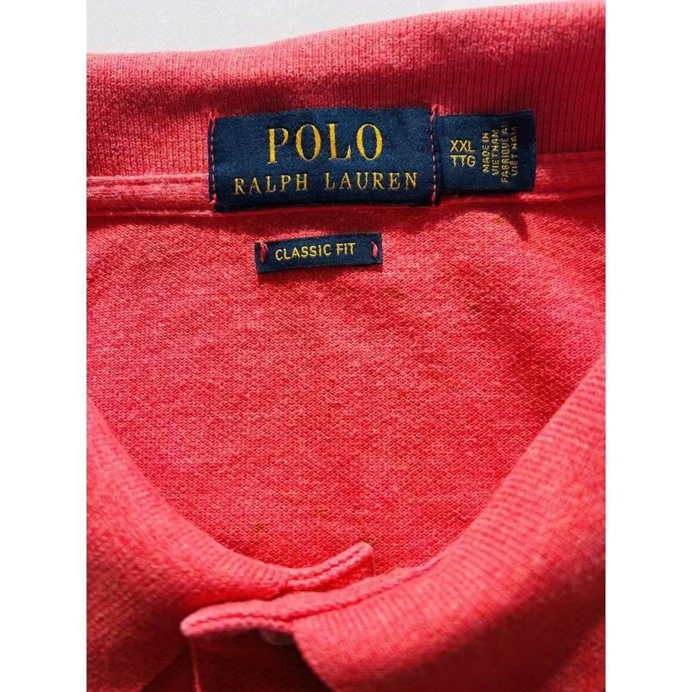 Polo Ralph Lauren XXL Classic Fit Pink with Blue Polo Player Embroidery Cotton